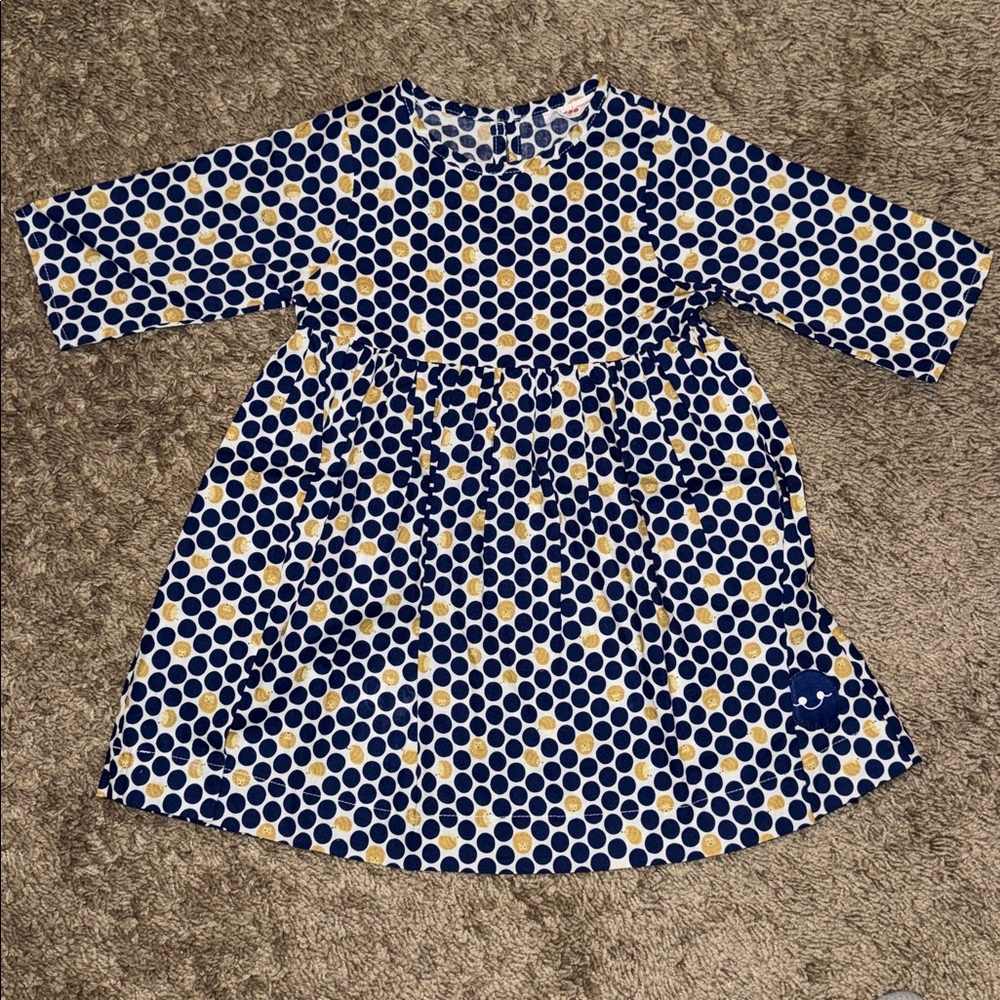 Smiling Button Long Sleeve Dress